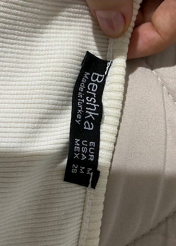 Bershka Beyaz Kısa Kollu Kadın crop - Görsel 3