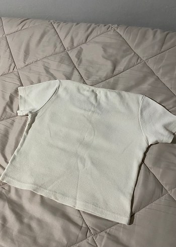 Bershka Beyaz Kısa Kollu Kadın crop - Görsel 2