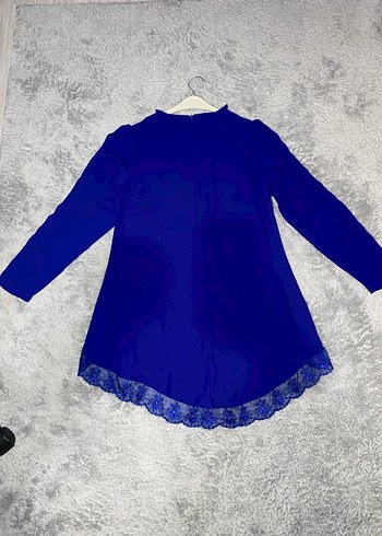Uzun Kollu Mavi Tunik Dantel Detaylı - Görsel 2