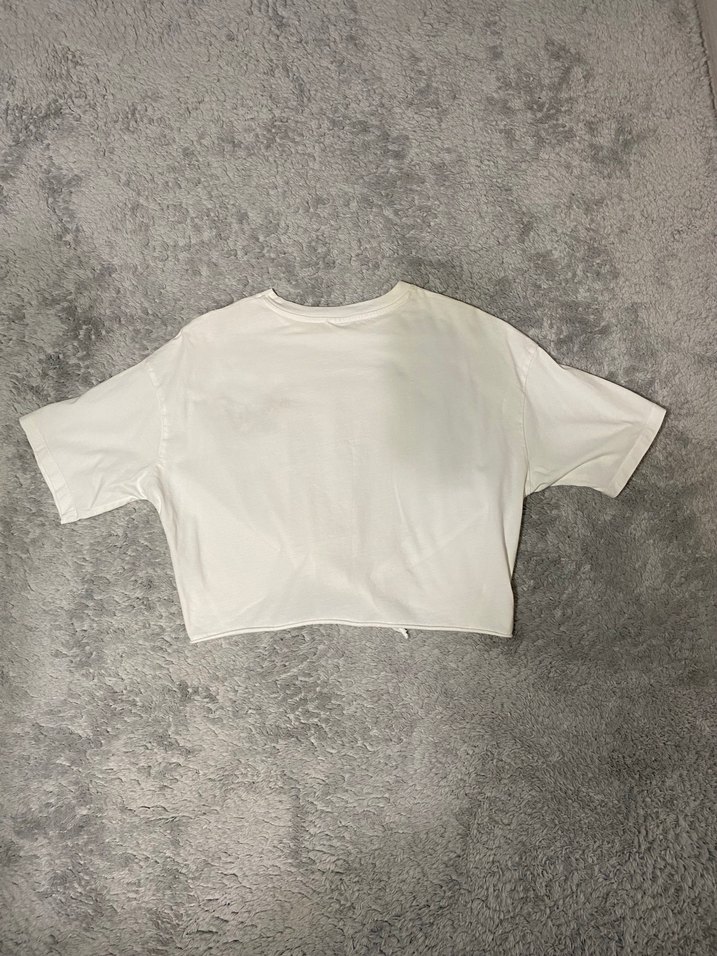 Kız Çocuk Beyaz Nakışlı Kısa Kollu Tişört - Görsel 2