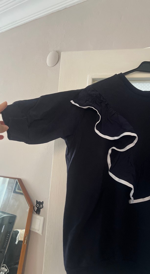 Fırfırlı Siyah Hamile Tişörtü - Görsel 2