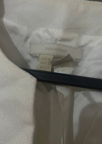 Düğmeli Beyaz Keten Kadın Blazer Ceket - Görsel 4