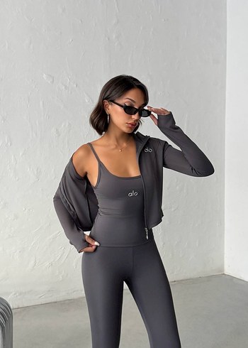 Alo Gri Spor Tayt ve Üst Takımı 3lu 
S M L BEDENLER - Görsel 3