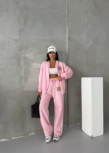 Miu Miu Pembe Kapüşonlu Eşofman Takımı - Görsel 3