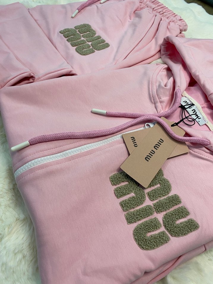 Miu Miu Pembe Kapüşonlu Eşofman Takımı - Görsel 2