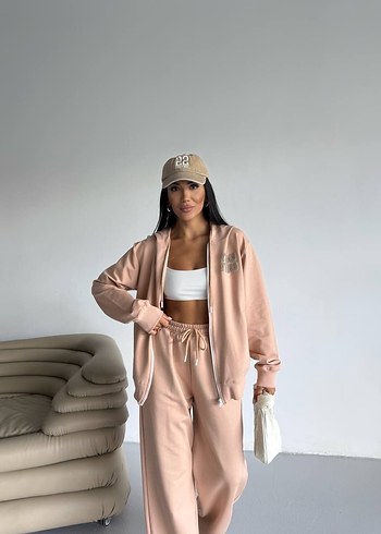 Bej Kadın Kadife Eşofman Takımı - Görsel 3