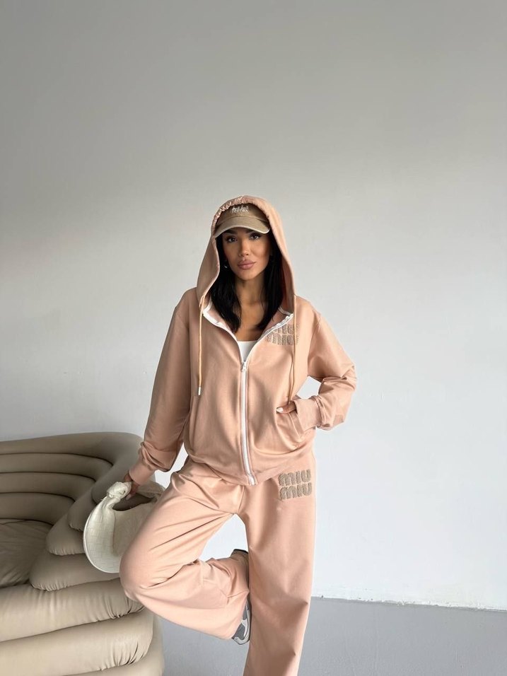 Bej Kadın Kadife Eşofman Takımı - Görsel 4