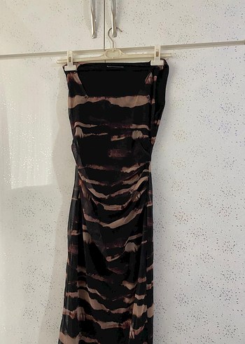 Kadın Kahverengi  Uzun Drapeli Elbise - Görsel 3