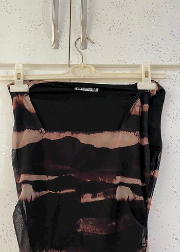 Kadın Kahverengi  Uzun Drapeli Elbise - Görsel 2