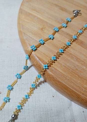 Turkuaz Gold Boncuklu Bohem El Zinciri - Görsel 2