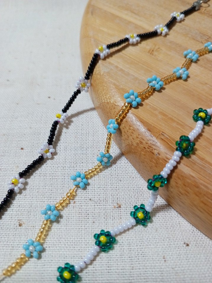 Renkli Çiçekli Boncuklu Bohem Bileklik - Görsel 2