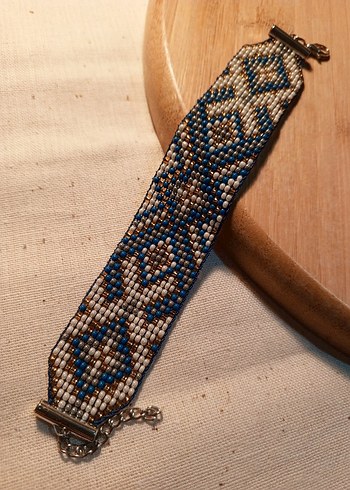 Mavi Boncuklu Etnik Desenli Bohem Bileklik - Görsel 3