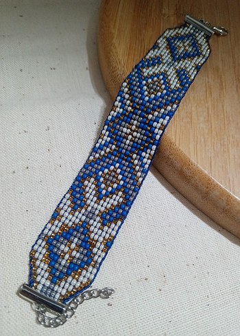 Mavi Boncuklu Etnik Desenli Bohem Bileklik - Görsel 2