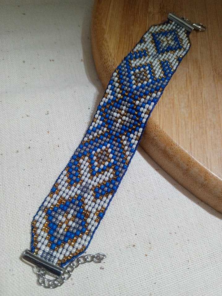 Mavi Boncuklu Etnik Desenli Bohem Bileklik - Görsel 2