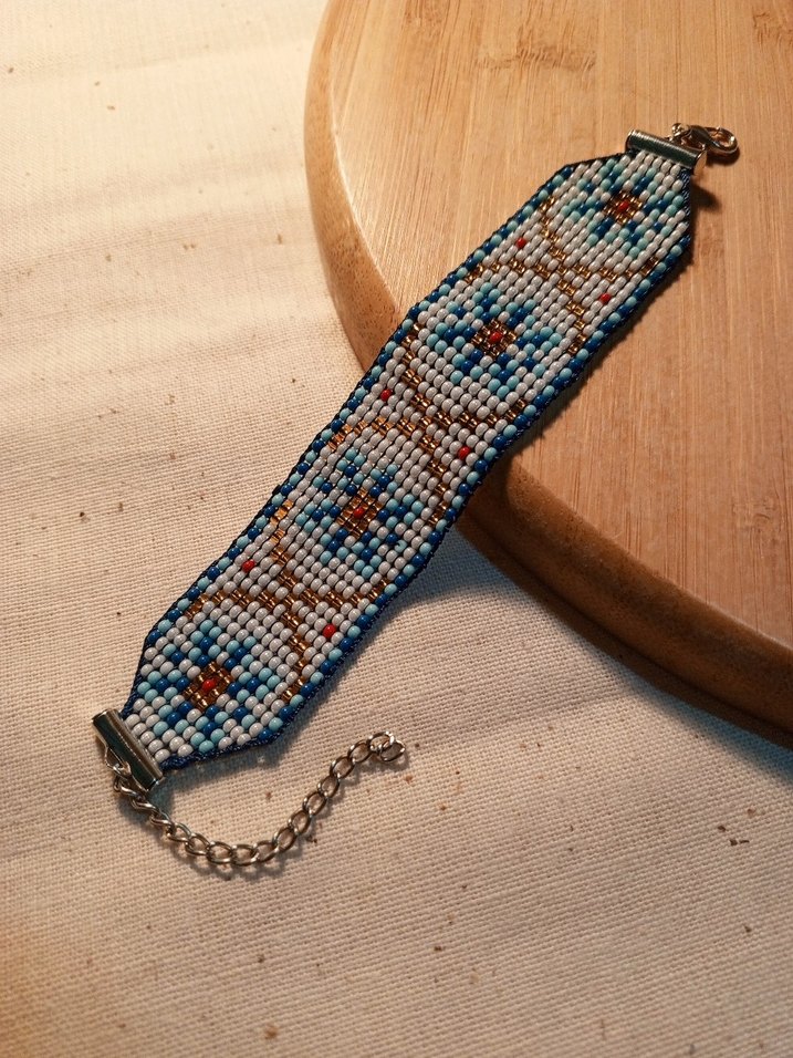 Mavi Nakışlı Boncuklu Bohem Bileklik - Görsel 2