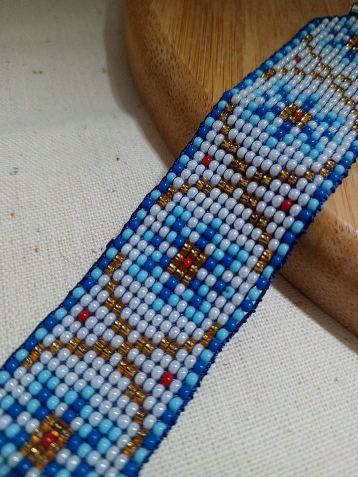 Mavi Nakışlı Boncuklu Bohem Bileklik - Görsel 3