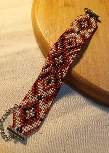 Renkli İşlemeli Boncuklu Etnik Desen Kadın Bileklik - Görsel 3