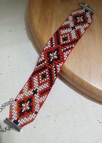 Renkli İşlemeli Boncuklu Etnik Desen Kadın Bileklik - Görsel 2