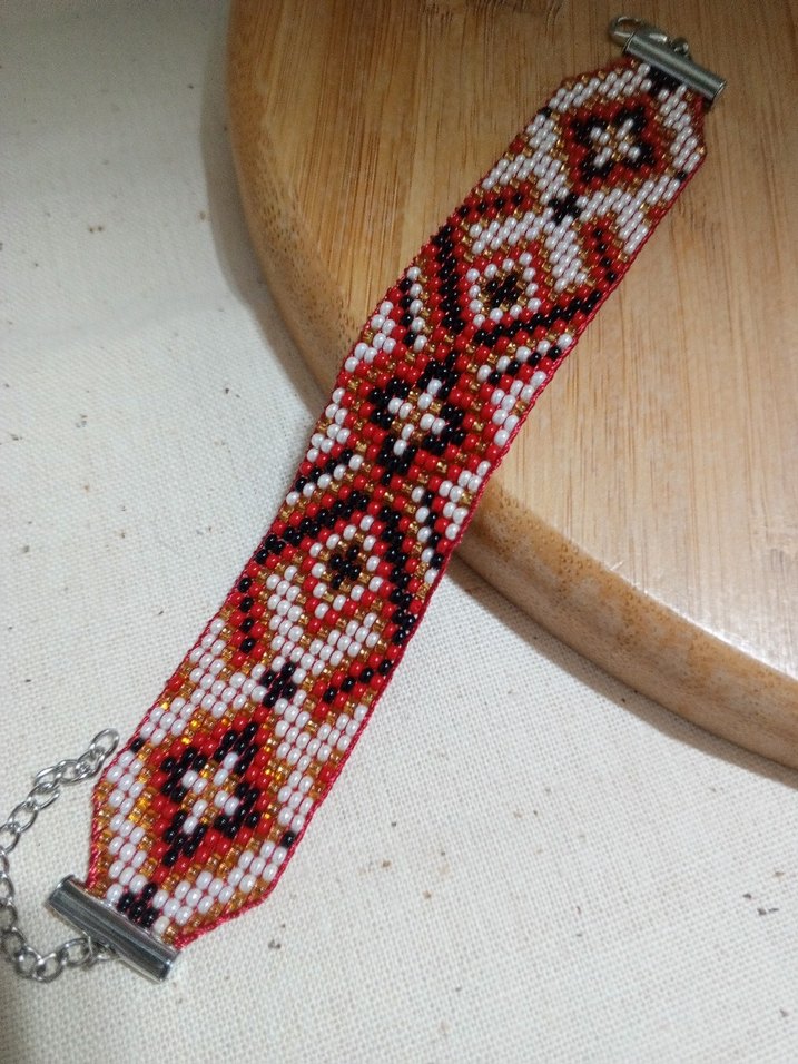 Renkli İşlemeli Boncuklu Etnik Desen Kadın Bileklik - Görsel 2