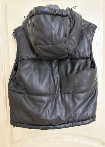 Fermuarlı Siyah Deri Kadın Yelek - Görsel 2