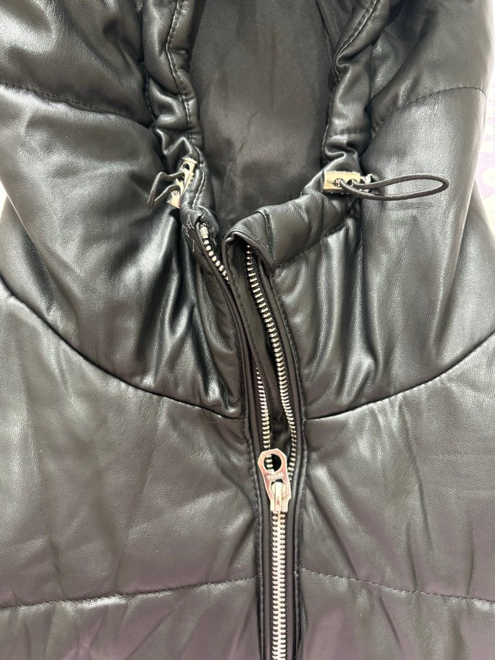 Fermuarlı Siyah Deri Kadın Yelek - Görsel 4