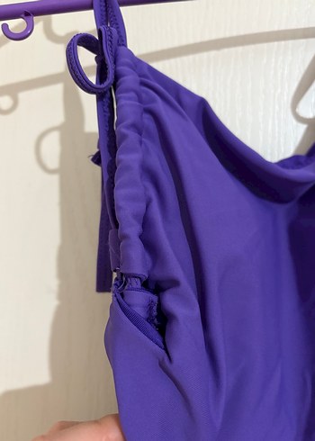 Mor Drapeli Askılı Kadın Mayo - Görsel 4