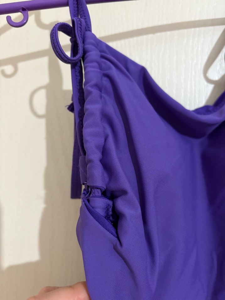 Mor Drapeli Askılı Kadın Mayo - Görsel 4