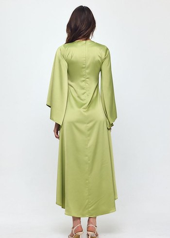 Kadın Uzun Kollu Salaş Saten Elbise - Görsel 5