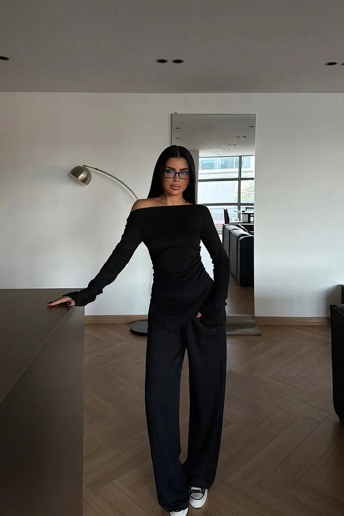 Siyah Kadın Uzun Kollu Takım - Görsel 3