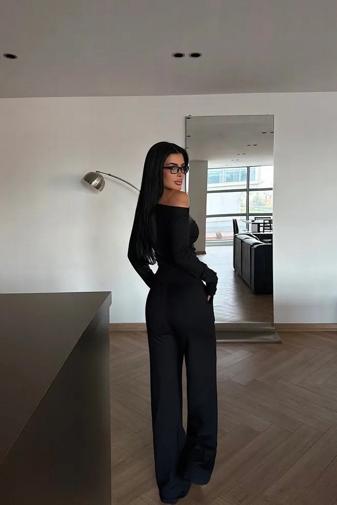 Siyah Kadın Uzun Kollu Takım - Görsel 4