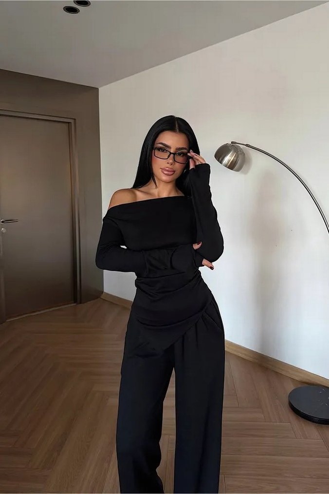 Siyah Kadın Uzun Kollu Takım - Görsel 2