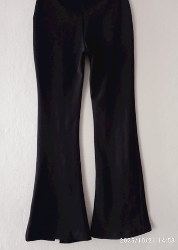 Siyah Kadın Midi İspanyol Paça Pantolon - Görsel 3