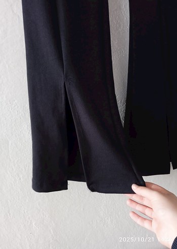 Siyah Kadın Midi İspanyol Paça Pantolon - Görsel 4