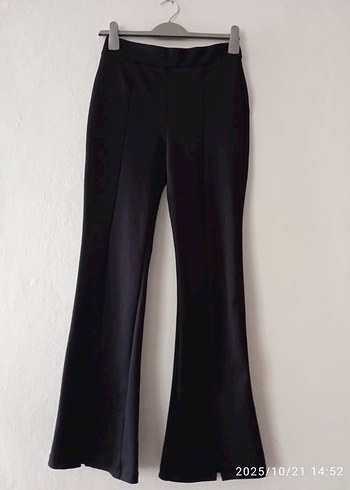 Siyah Kadın Midi İspanyol Paça Pantolon - Görsel 2