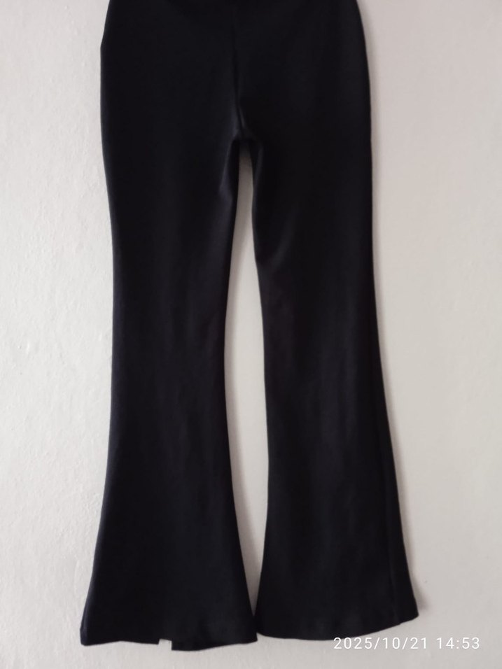 Siyah Kadın Midi İspanyol Paça Pantolon - Görsel 3