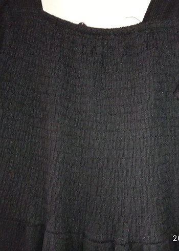 Siyah Uzun Keten Elbise, Pile Detaylı - Görsel 4