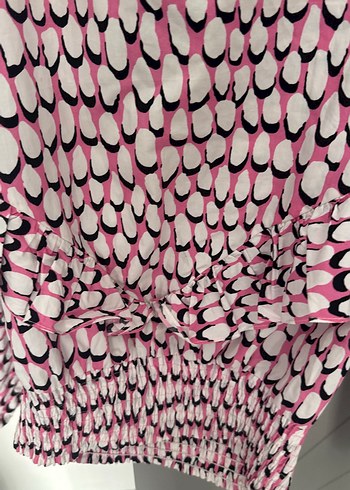 Twist Pembe Pilili Uzun Kollu Mini Bluz - Görsel 4