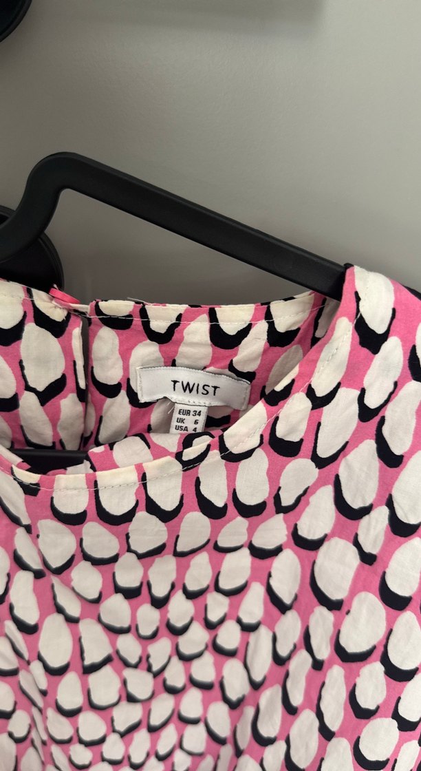 Twist Pembe Pilili Uzun Kollu Mini Bluz - Görsel 2