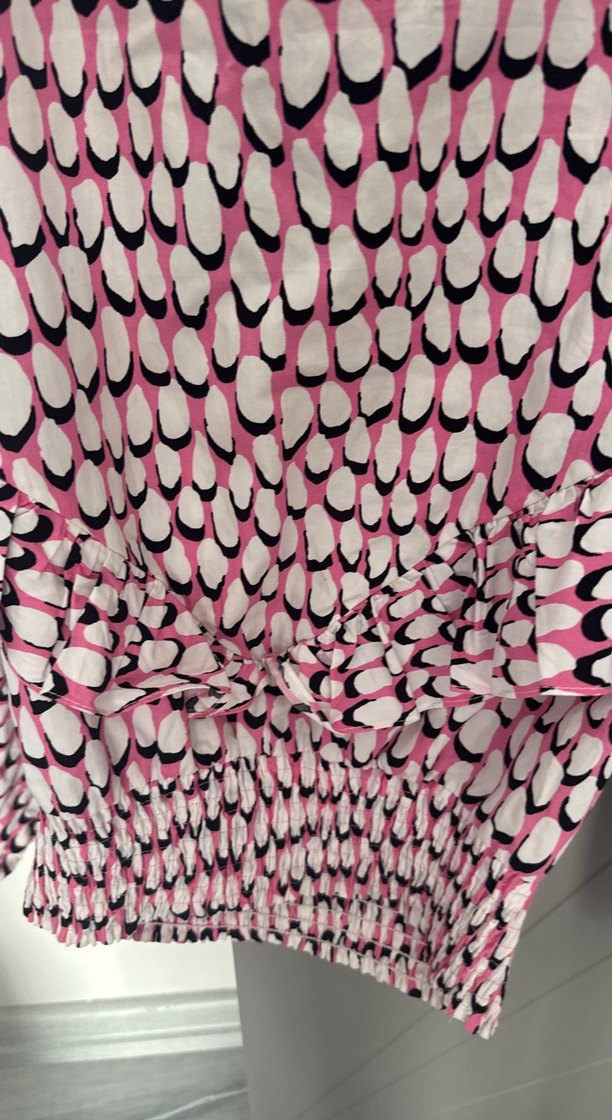 Twist Pembe Pilili Uzun Kollu Mini Bluz - Görsel 4