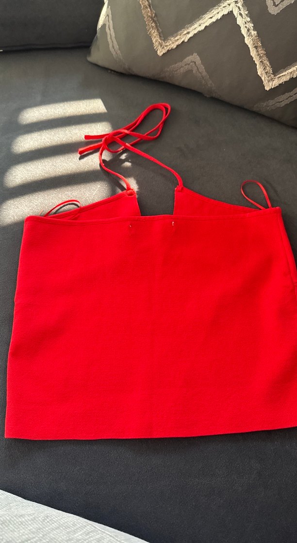 Mango Kırmızı boyundan bağlamalı üst - Görsel 3