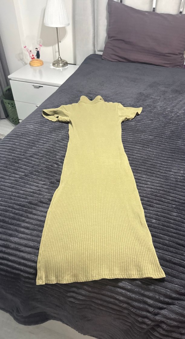 Mango Haki Triko Yakalı Uzun Elbise - Görsel 3