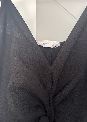 mango siyah Uzun Askılı V Yaka Yırtmaç detay Elbise - Görsel 4