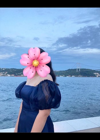 Kadın Lacivert Uzun Kollu Drapeli Abiye Elbise - Görsel 2