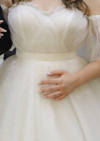 Straplez Midi Özel Dikim Beyaz A-Line Gelinlik - Görsel 2