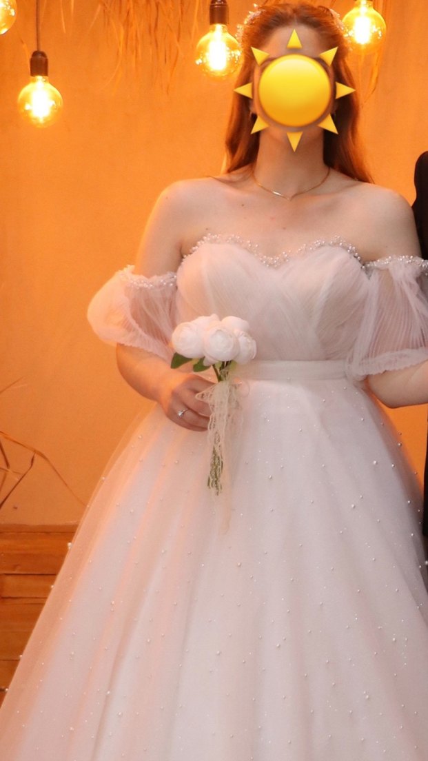 Straplez Midi Özel Dikim Beyaz A-Line Gelinlik - Görsel 3