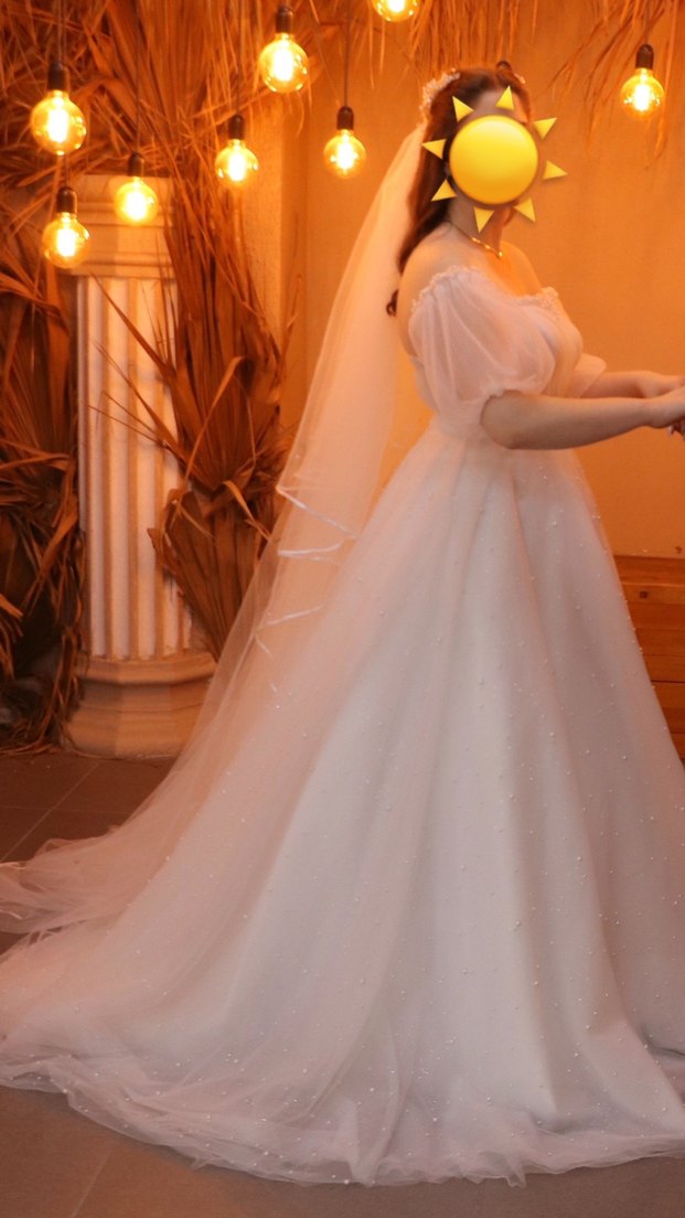 Straplez Midi Özel Dikim Beyaz A-Line Gelinlik - Görsel 4