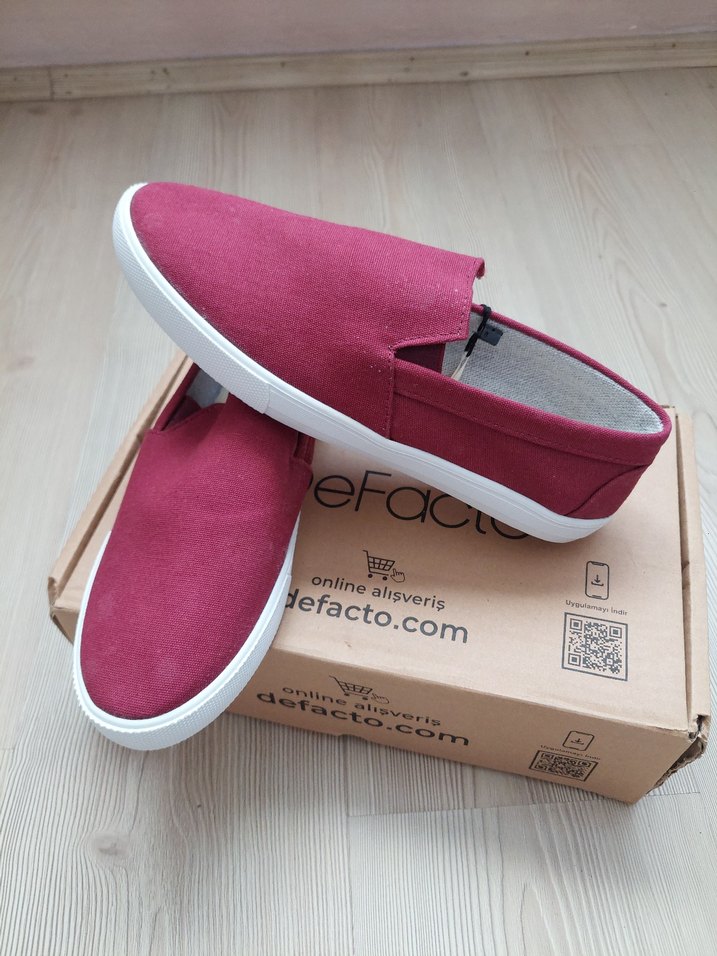 Bordo Erkek Günlük Espadril Ayakkabı Velcro - Görsel 2