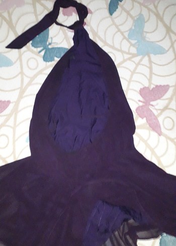 Mor Askısız Uzun Bohem Elbise - Görsel 3