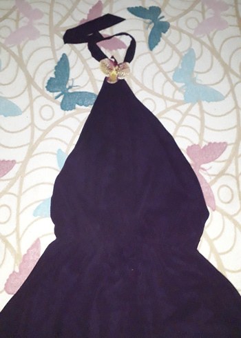 Mor Askısız Uzun Bohem Elbise - Görsel 2