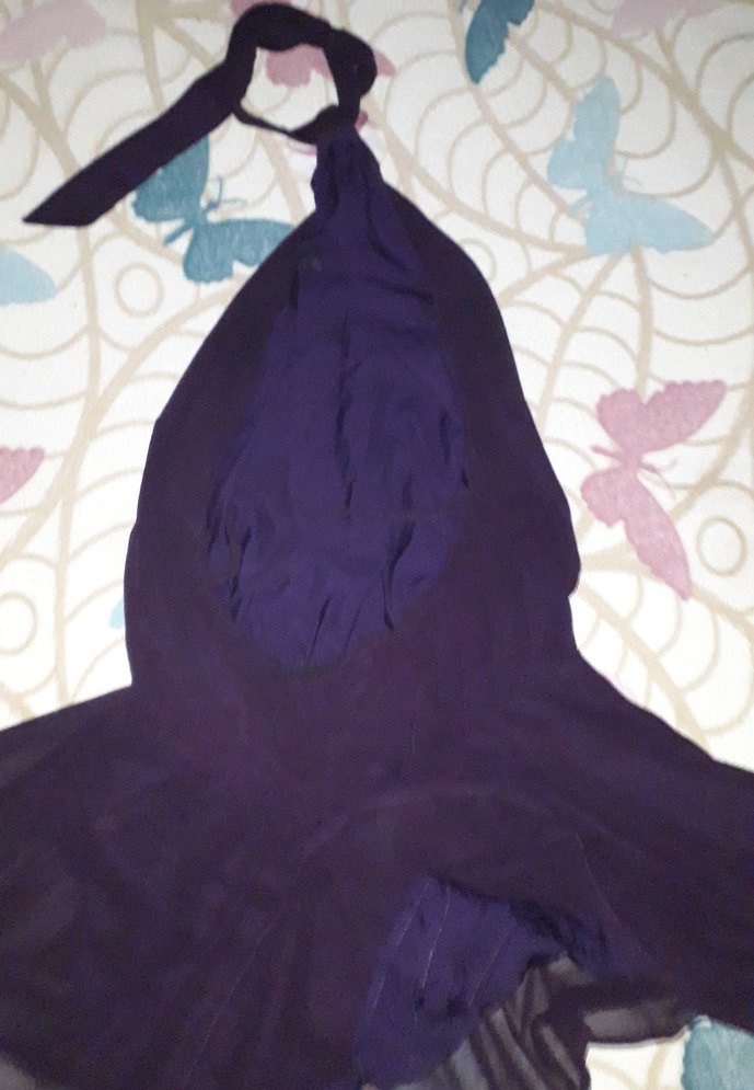 Mor Askısız Uzun Bohem Elbise - Görsel 3